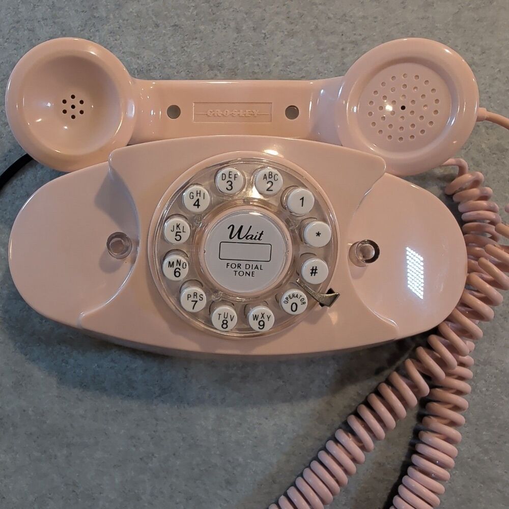 Crosley Princess Pink Corded Retro Telephone CR59 Rotary Dial Push Button